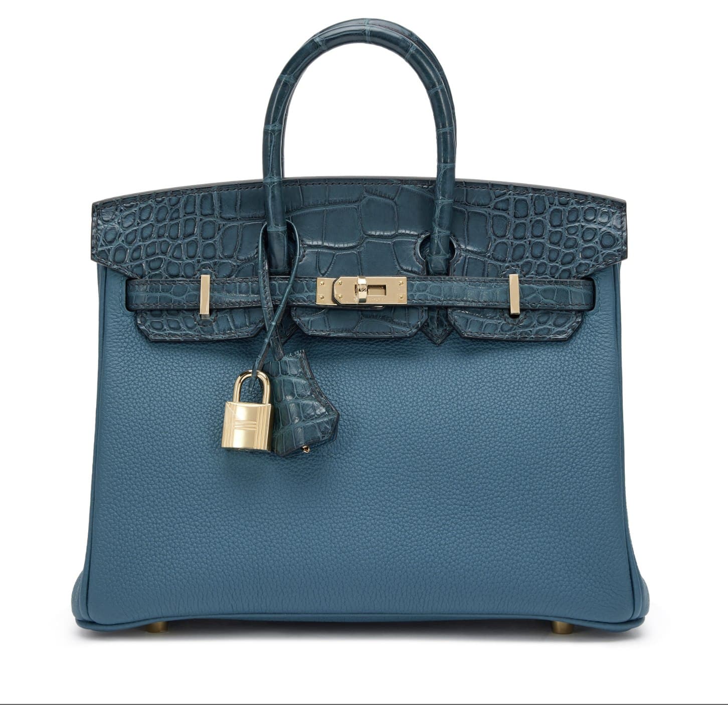 Hermès Birkin 25 Touch — Togo bleu & crocodile brillant